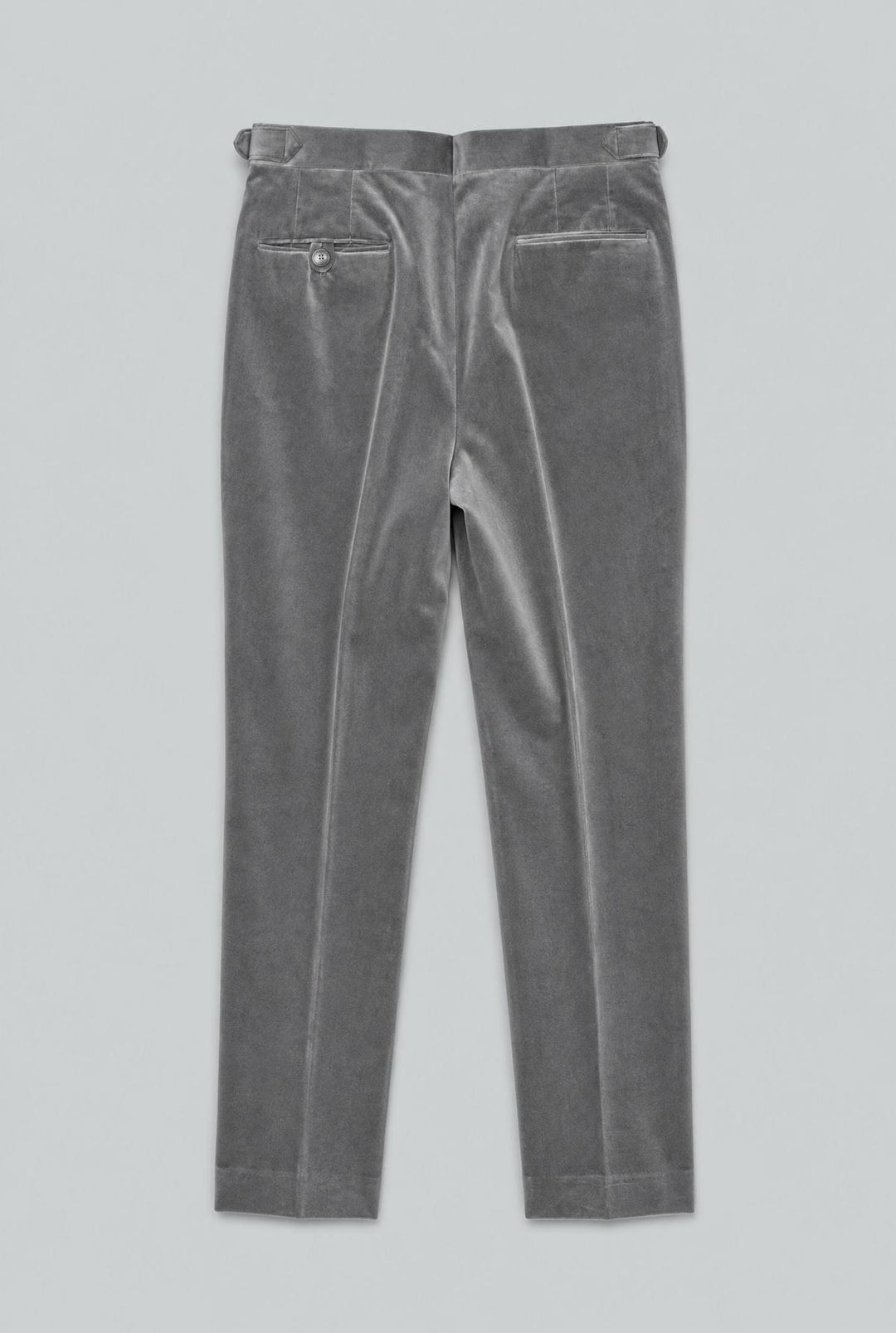 Grey Cotton Velvet 1-Button Peak Phillip Suit - Silver