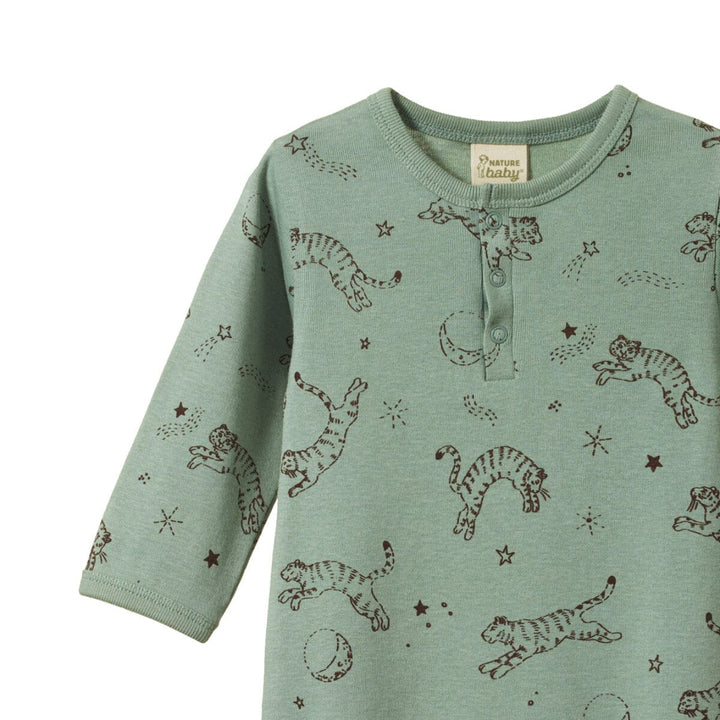 Henley Pyjama Suit - Dream Tigers Lagoon Print Sleepwear Nature Baby 