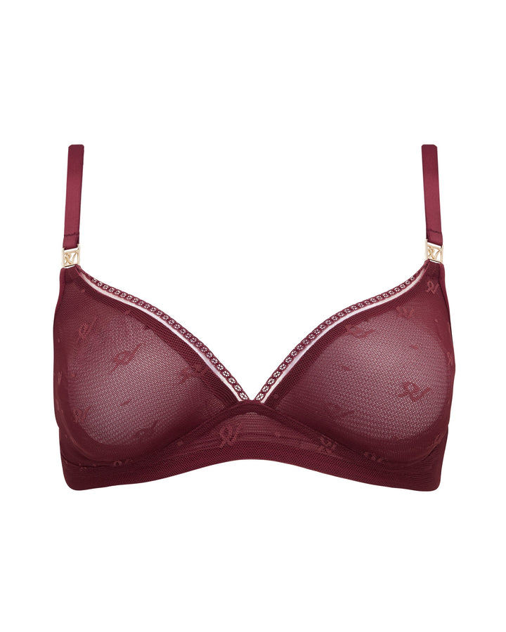 The Easy Does It Bralette Logo Mesh - Merlot