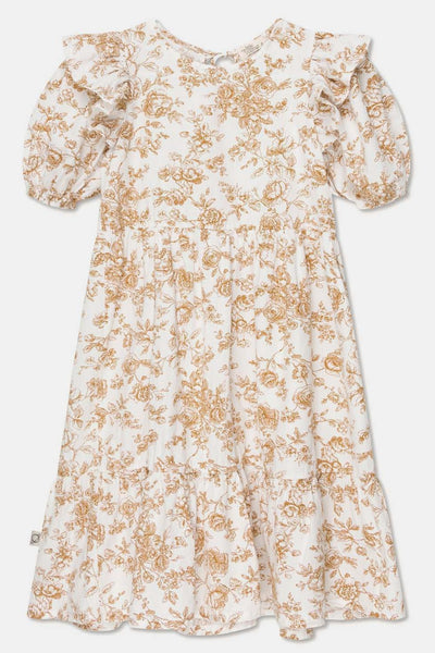 Cotton floral ruffle dress - Ivory