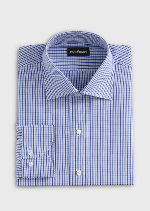 Small Check Dress Shirt - Blue - Dress Shirt