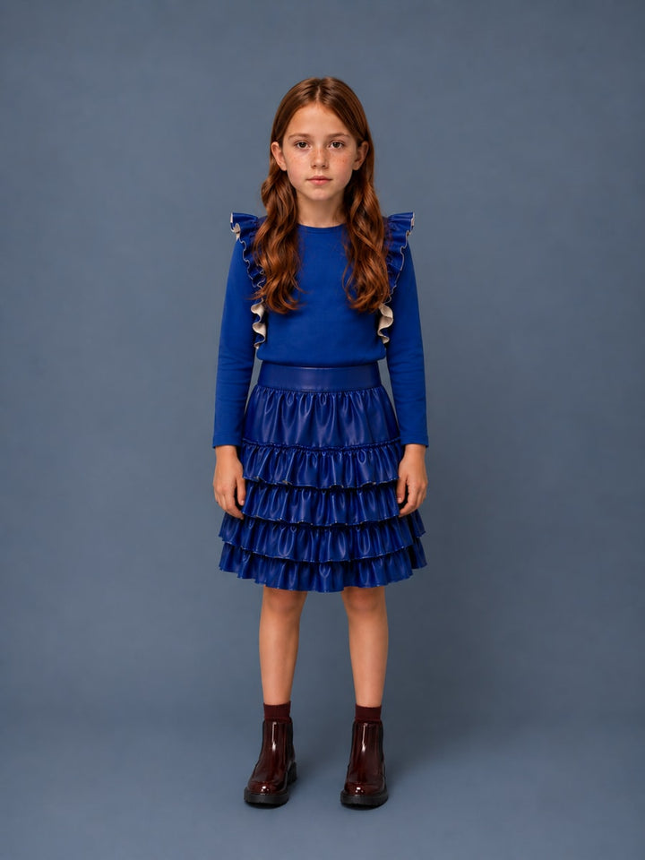 Ruffle Shirt - Cobalt Blue