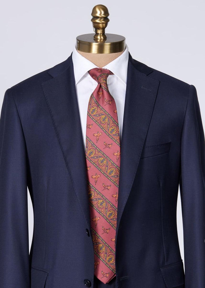 Silk Woven Deco Stripe Tie - Burgundy