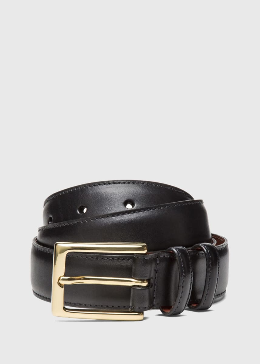 Kipskin Leather Dress Belt - Black