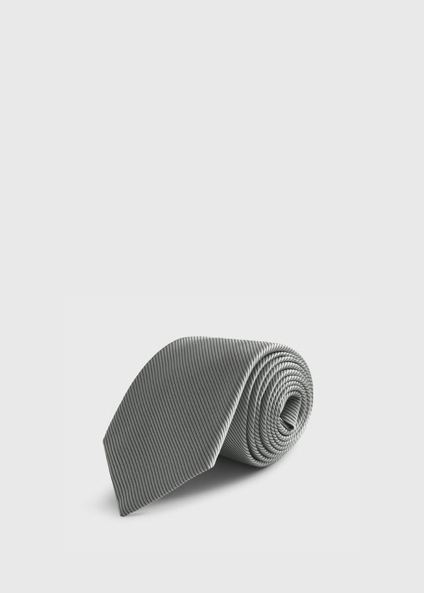 Solid Mogador Silk & Cotton Tie - Silver