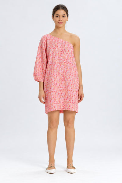 Mini Floral One Shoulder Dress - Pink/Floral