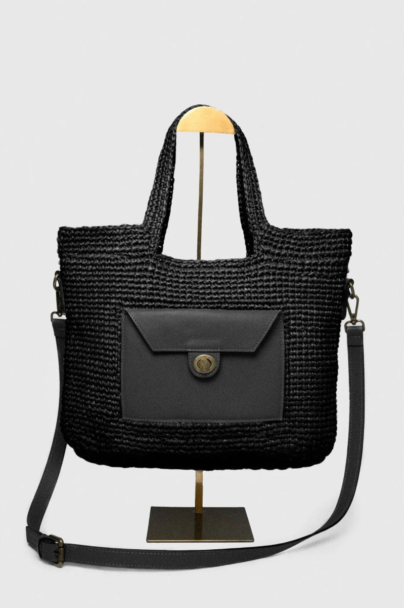 The LIDO Straw Tote - Black
