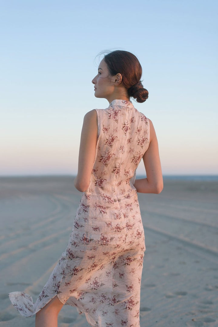 Chloe Pintuck Ramie Dress - Floral