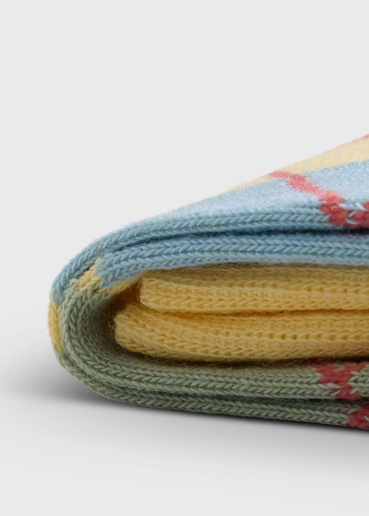 Cotton Blend Arglye Crew Sock - Yellow