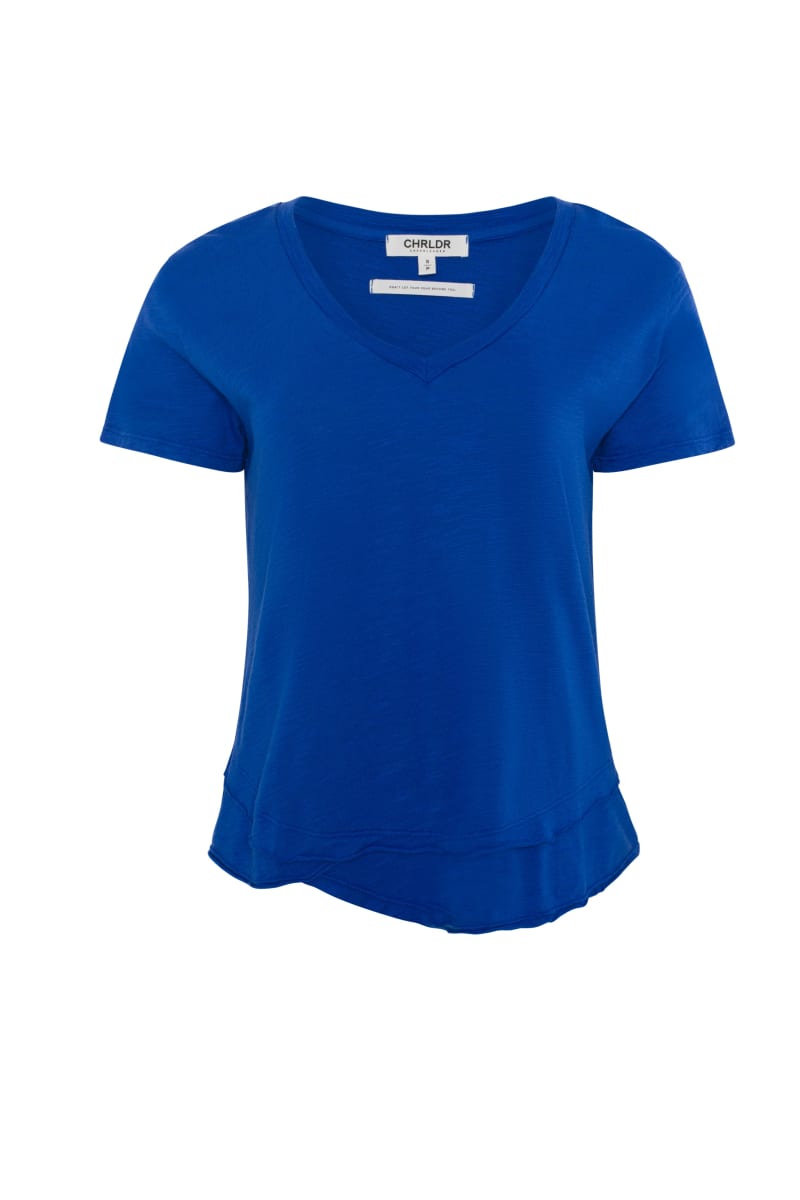 Ava V-Neck Mock Layer T-Shirt - Electric Blue