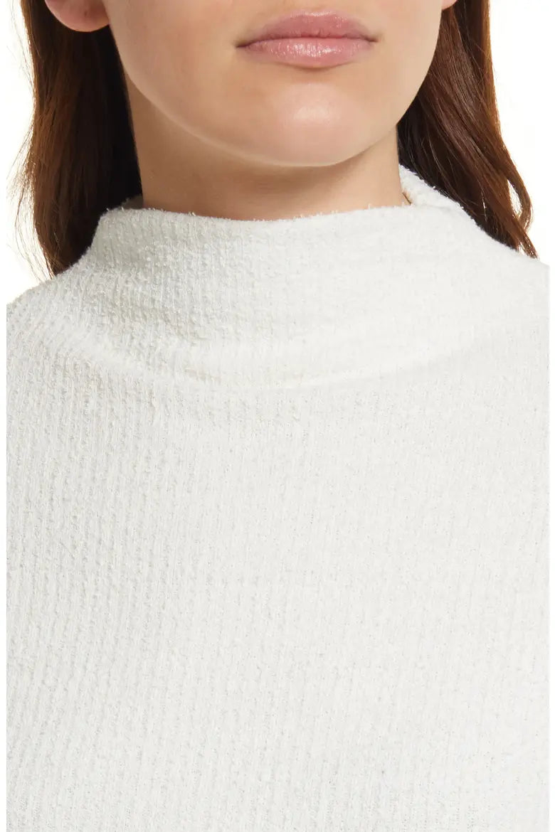 Ribbed Textured Open Back Top - Ivory