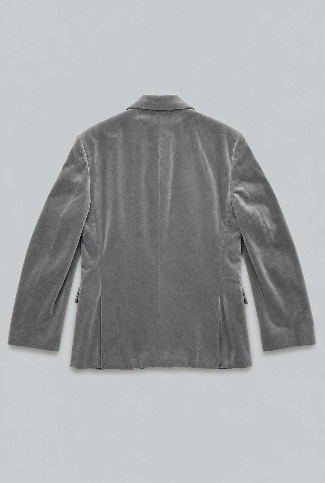 Grey Cotton Velvet 1-Button Peak Phillip Suit - Silver