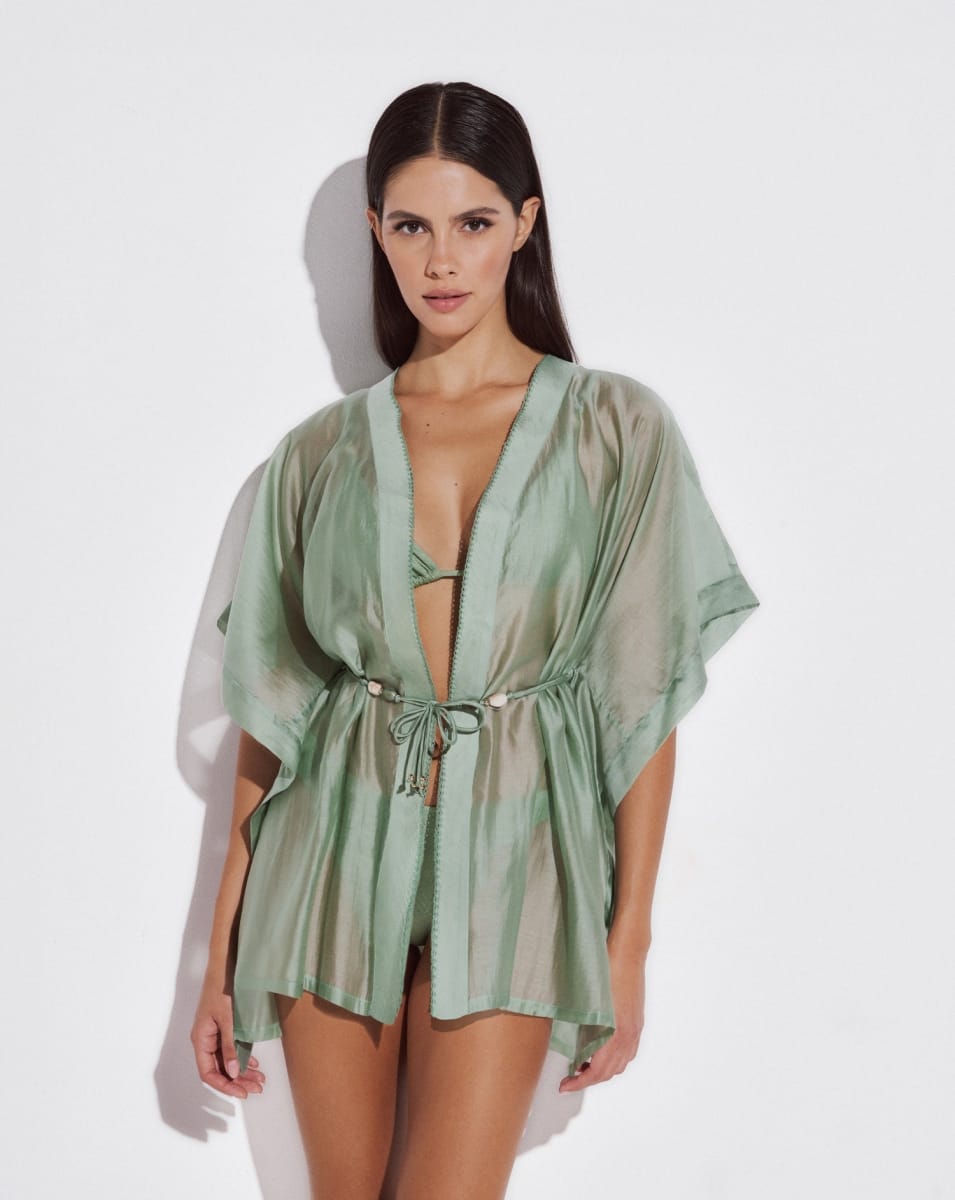Cover Up Tunic With Tie  Mini - Pistachio