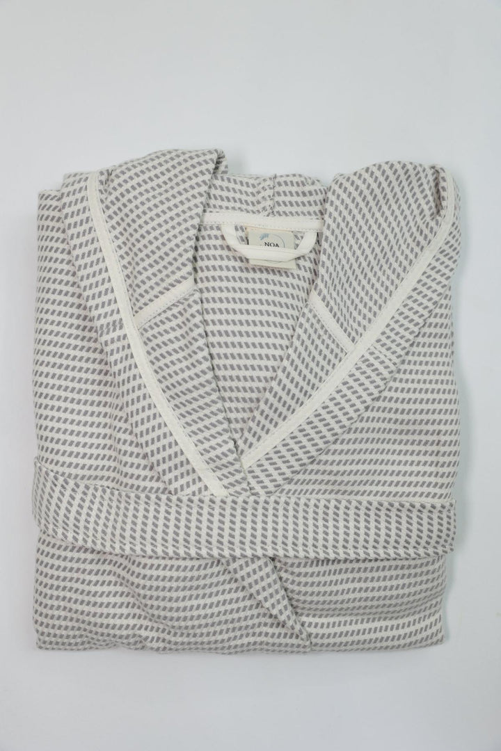 Cotton Gray & White Bathrobe