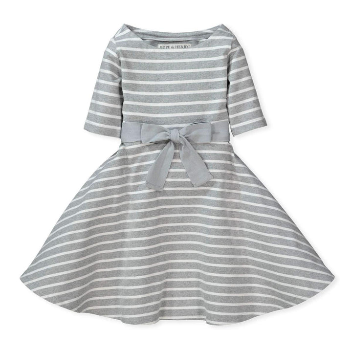 Lightweight Skater Dress - Gray & White Stripe