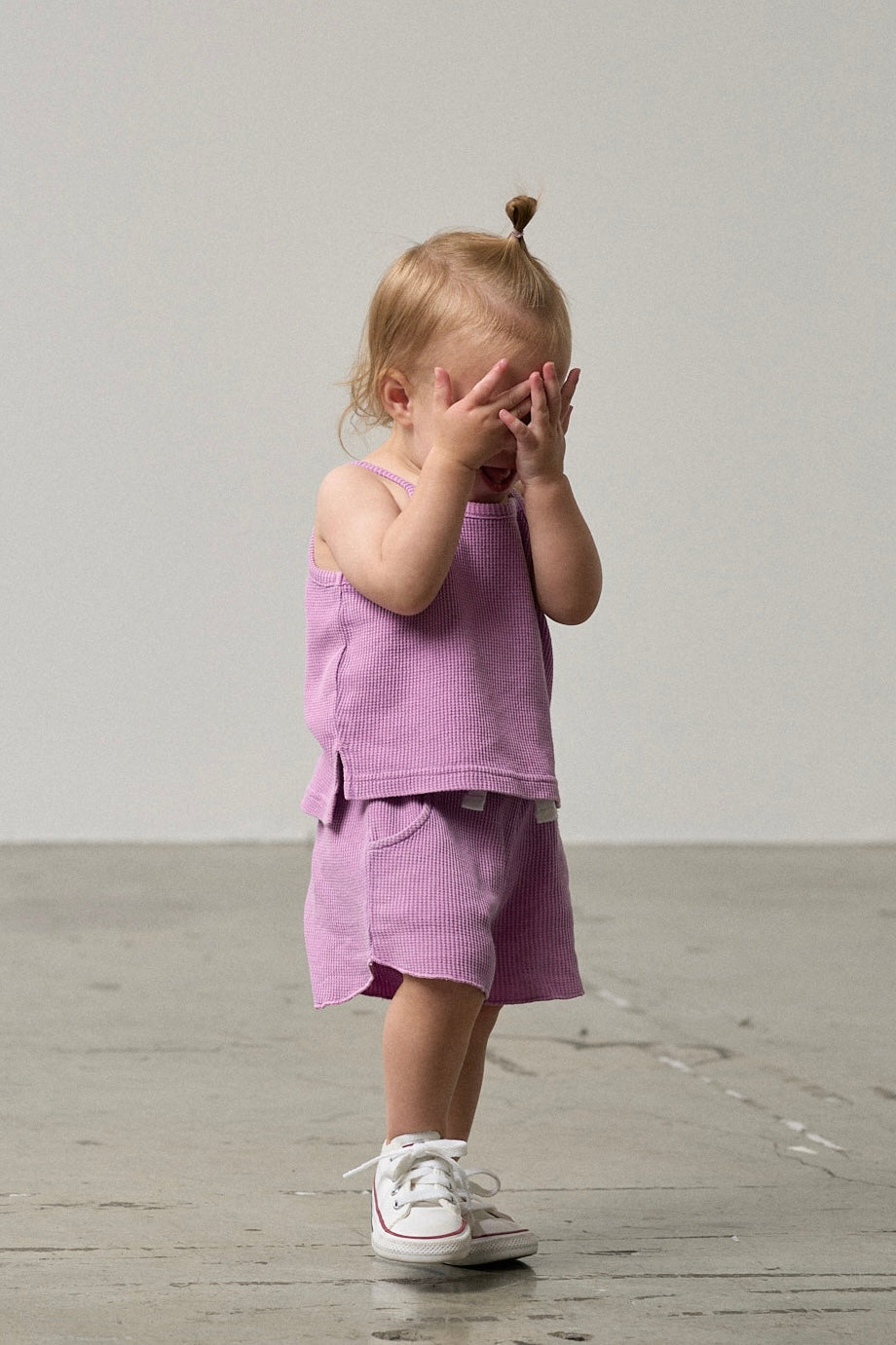 Girl's Waffle Tank - Purple