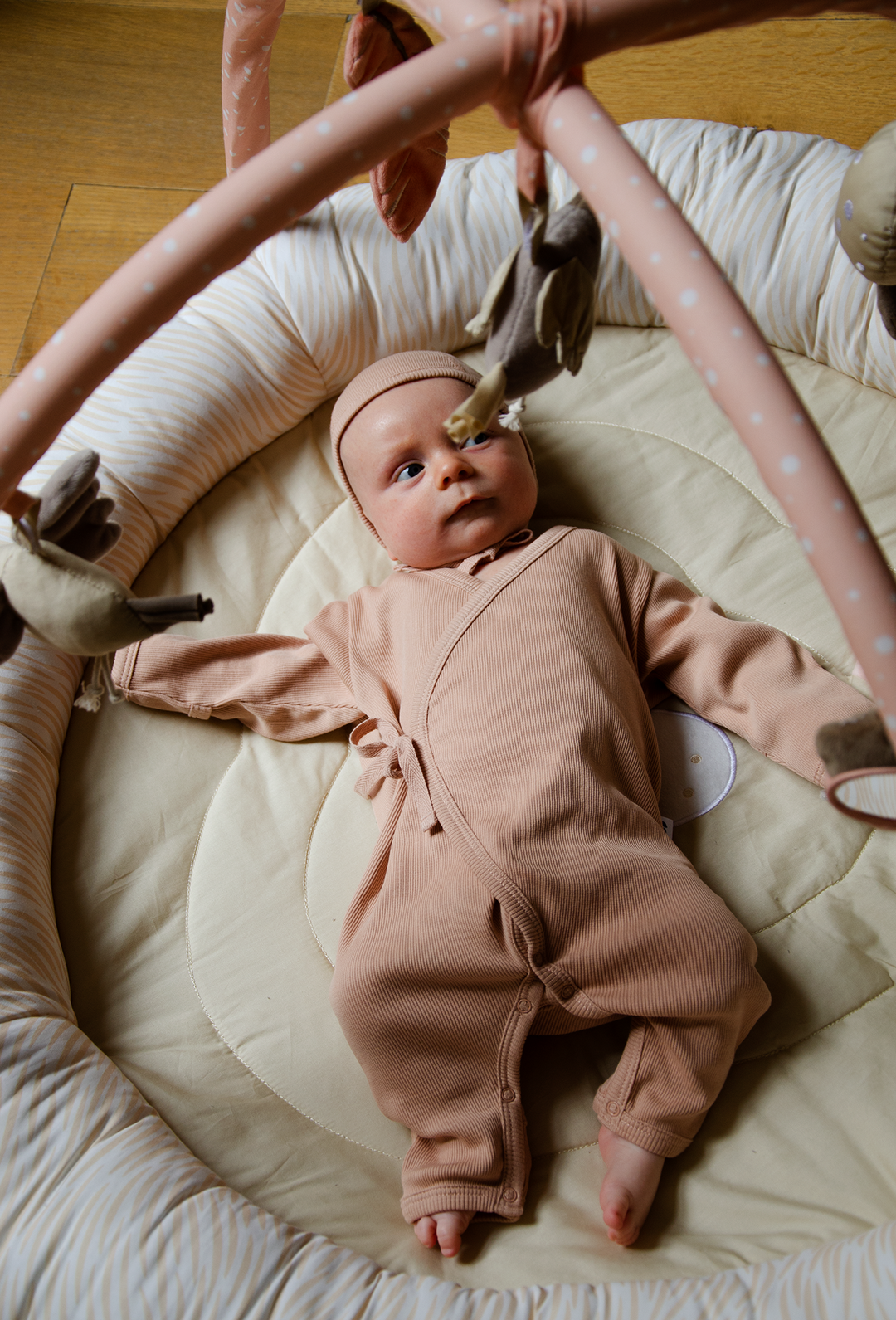 Organic Pima Cotton Baby Kimono Jumpsuit - Pink