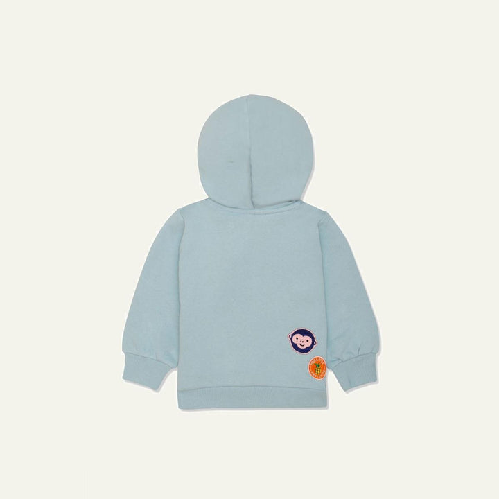 Recycled Cotton Patches Baby Zipper Hoodie - Sterling Blue