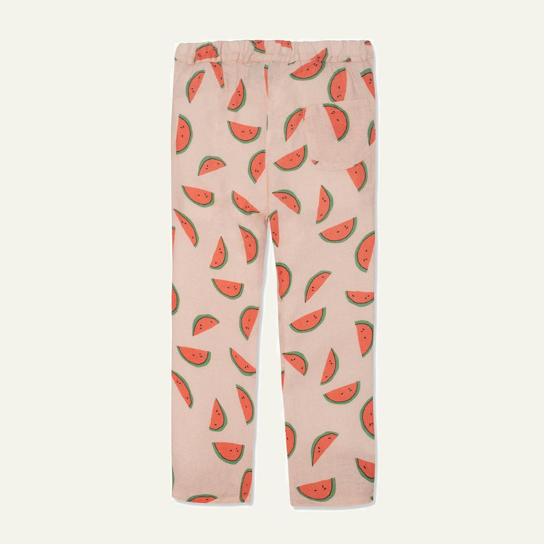 Watermelon Slices Linen Kid Pants - Misty Rose