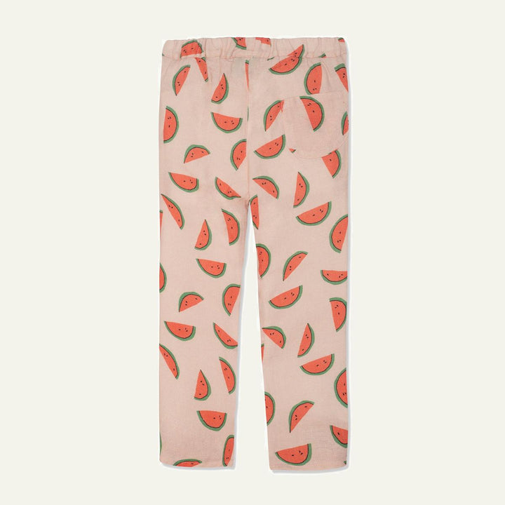 Watermelon Slices Linen Kid Pants - Misty Rose