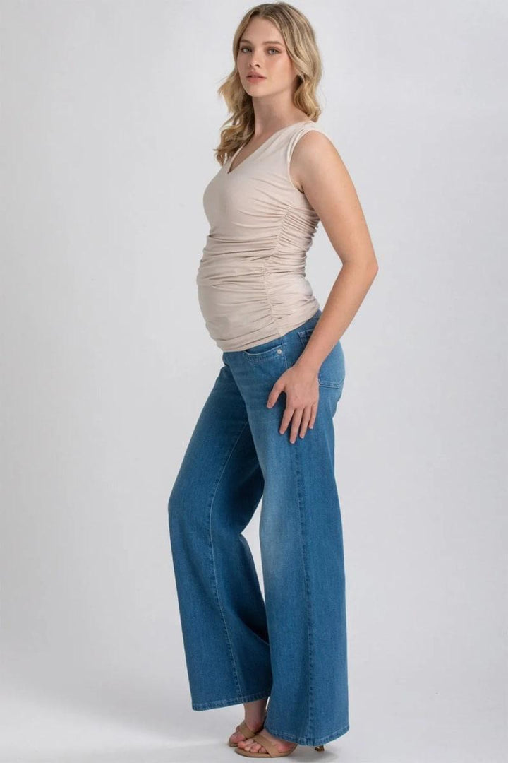 WIDE LEG WA02 Wide Leg Maternity Jeans - Medium Light St