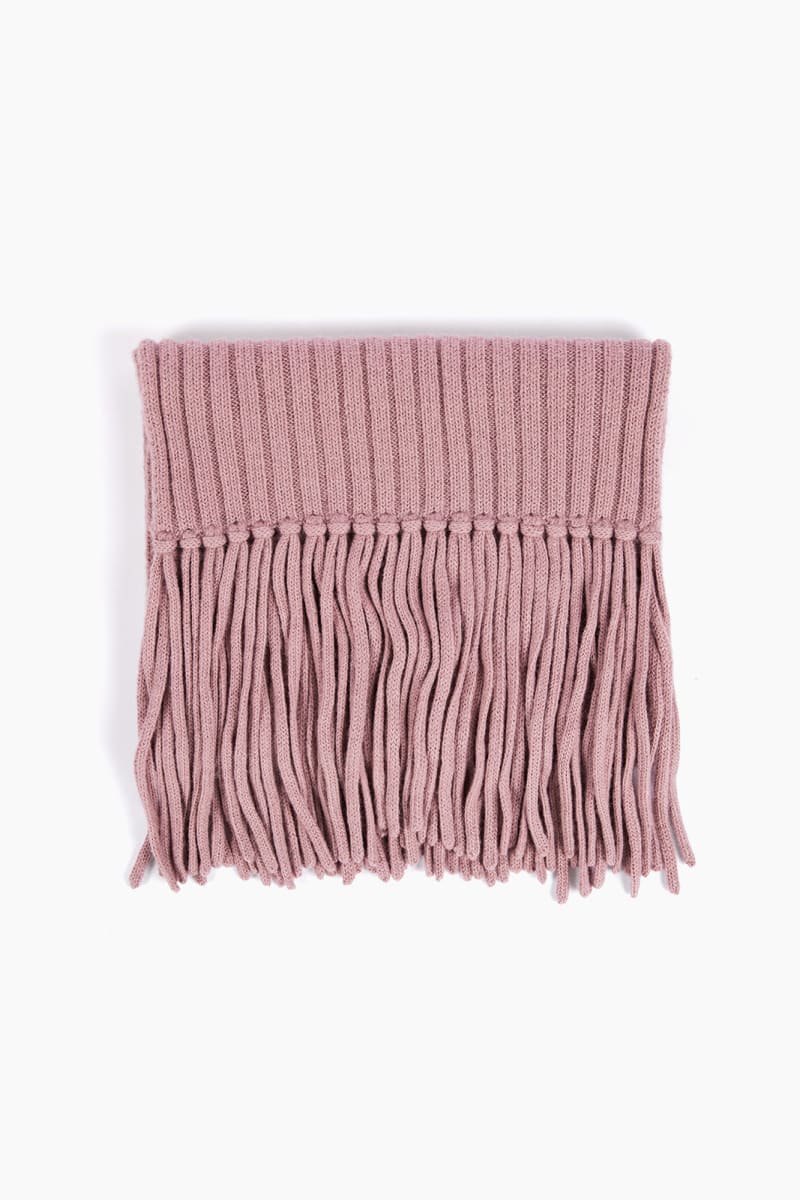 Ribbed Baby Alpaca Fringe Scarf - Cameo Pink