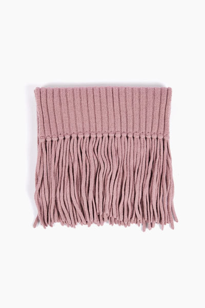 Ribbed Baby Alpaca Fringe Scarf - Cameo Pink