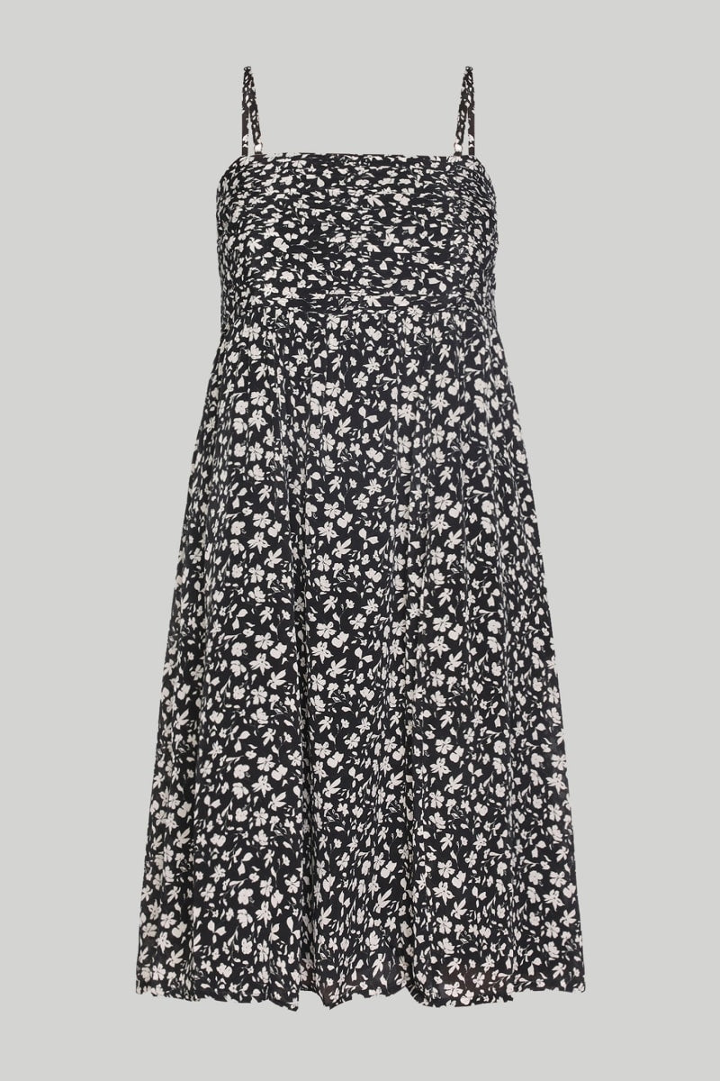 Ruched Strappy Mini Dress - Monochrome Medley