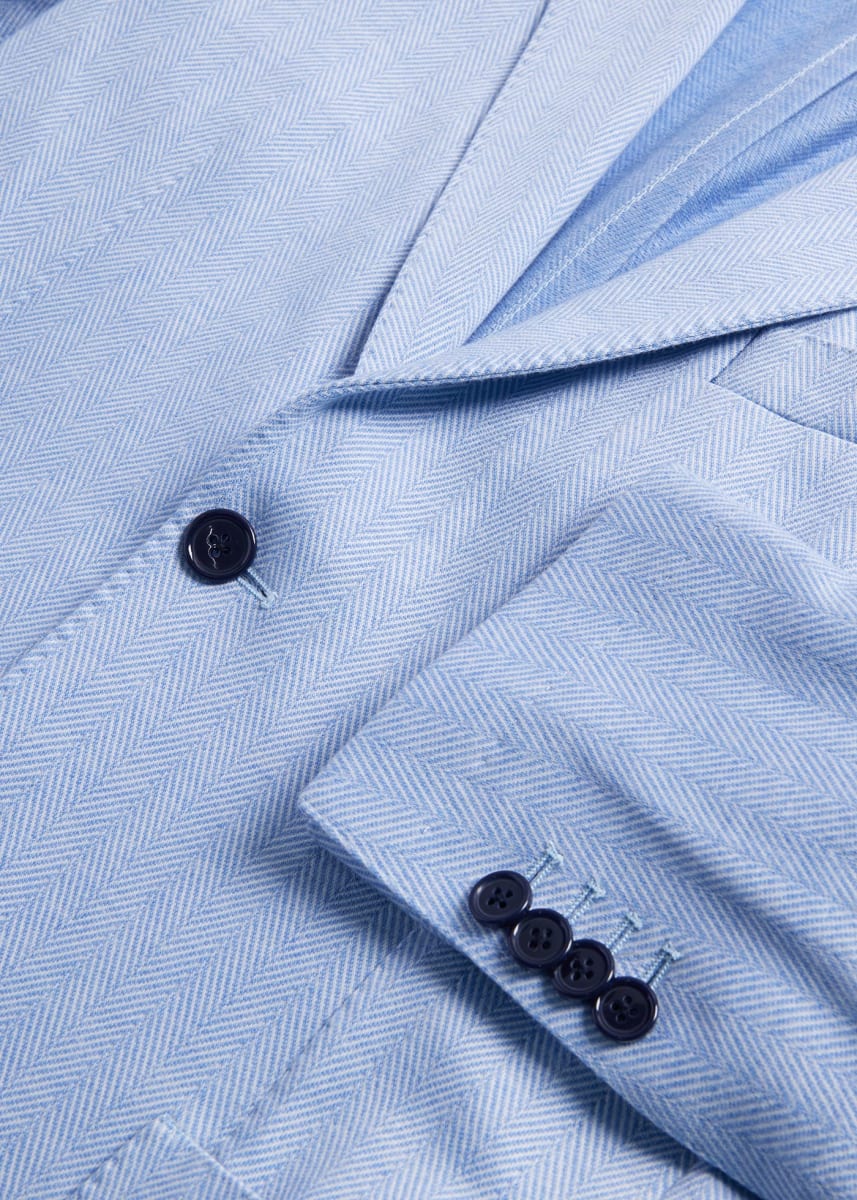 Herringbone Cotton Jersey Jacket - Light Blue