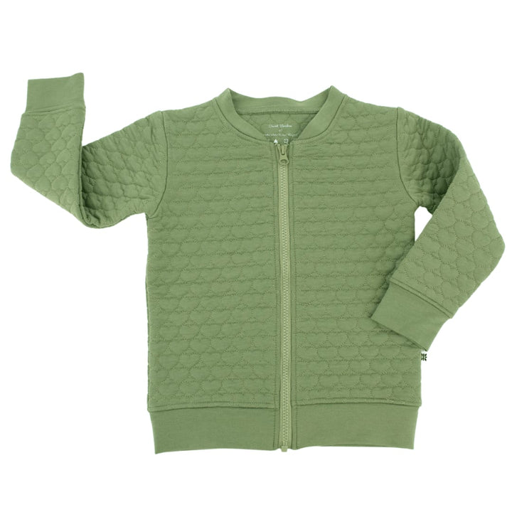 French Terry Hearts Jacket - Olive Green