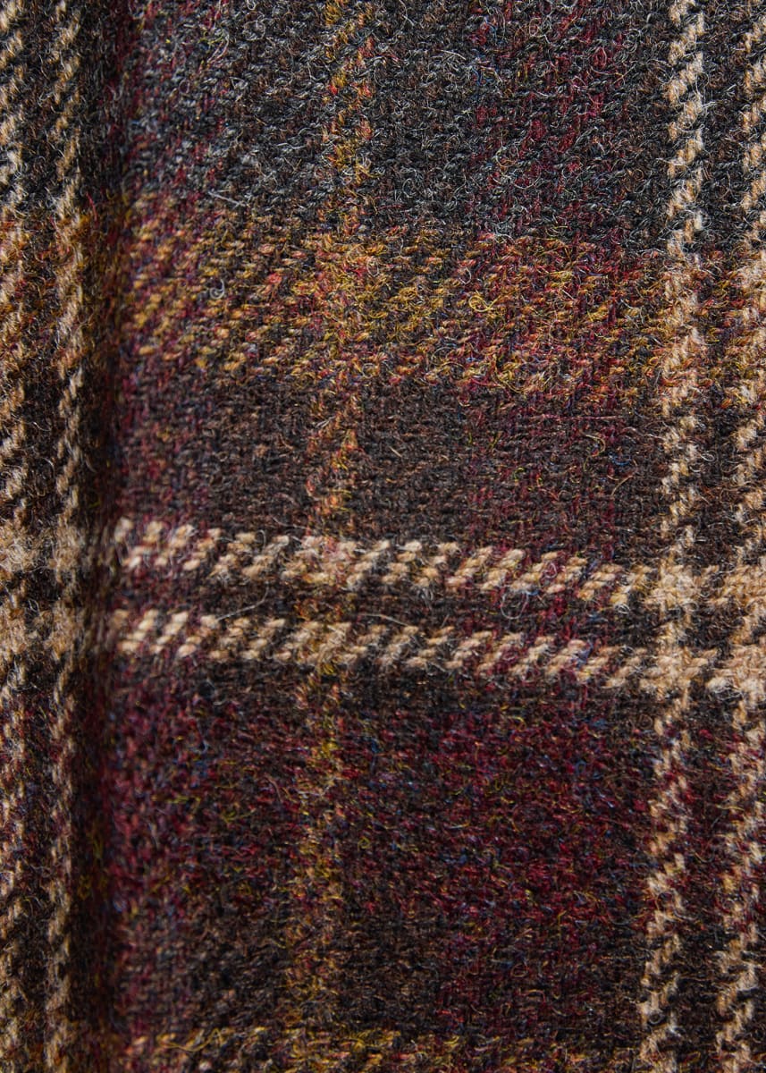 Shetland Wool Plaid Dress Trouser - Brown/Grey
