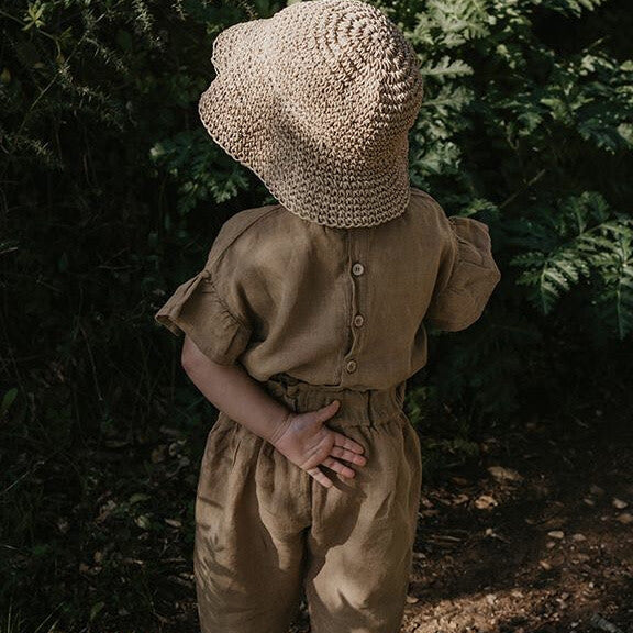 The Frill Linen Top - Camel