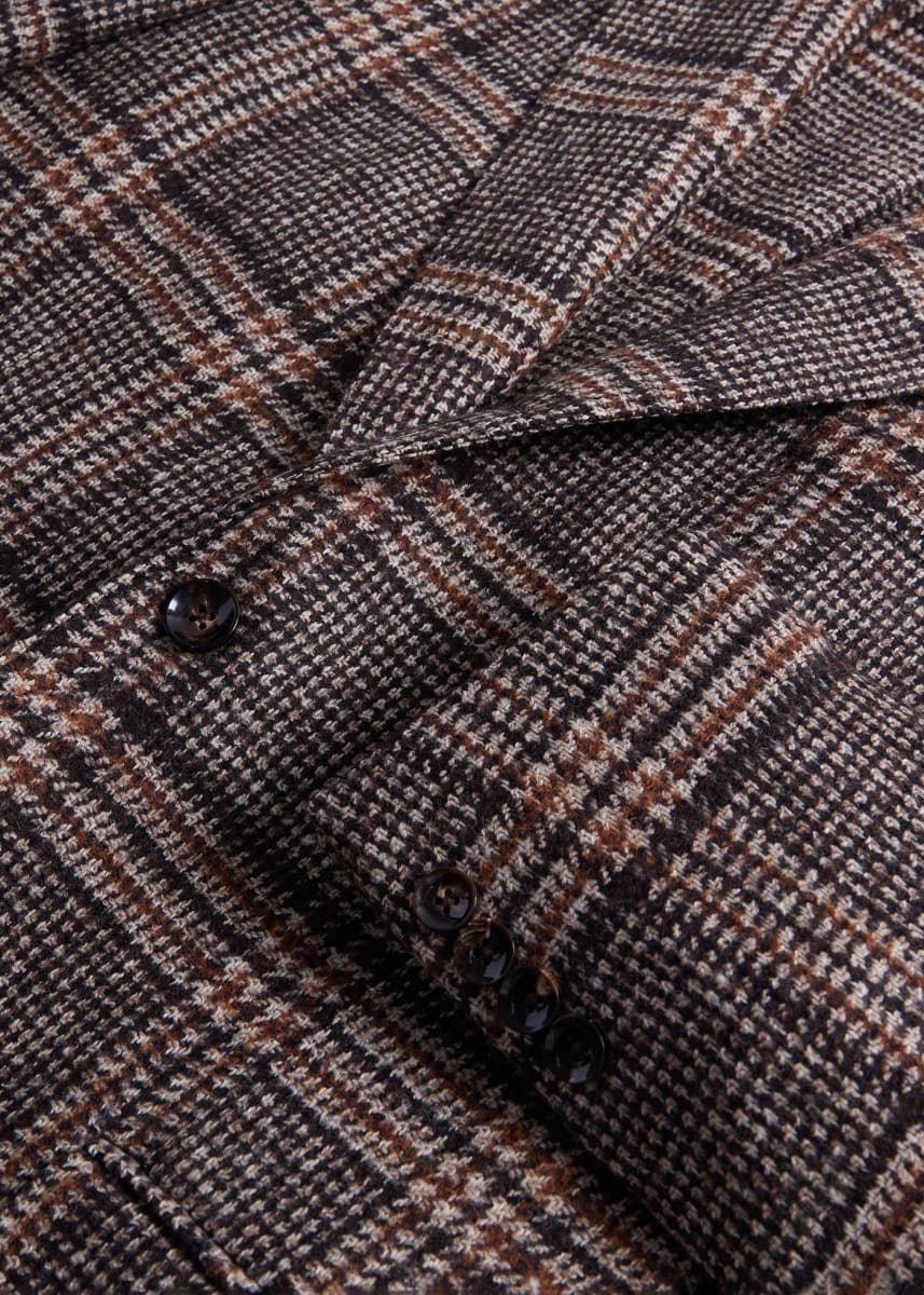 Wool & Alpaca Plaid Jacket - Brown