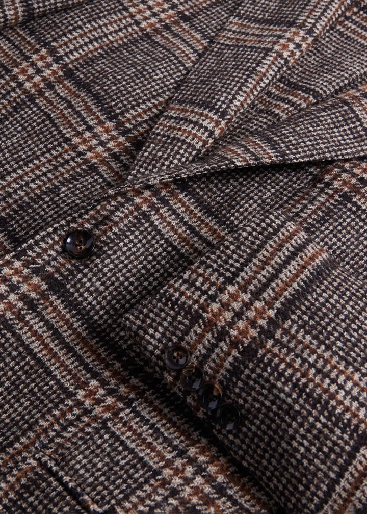 Wool & Alpaca Plaid Jacket - Brown