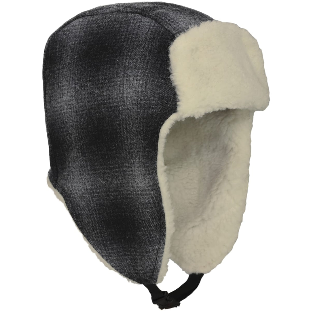 Wool Aviator Hat - Black/gray Plaid
