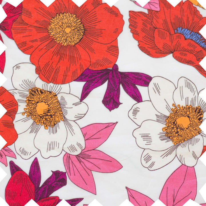 Girls Everly Square Neck Dress - Red And Orange Floral Medley