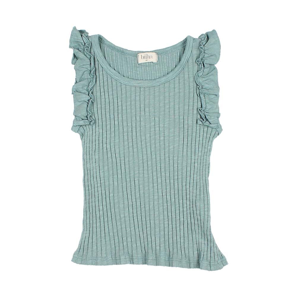 Rib Ruffle T-Shirt - Sea Pine T-Shirts Buho 