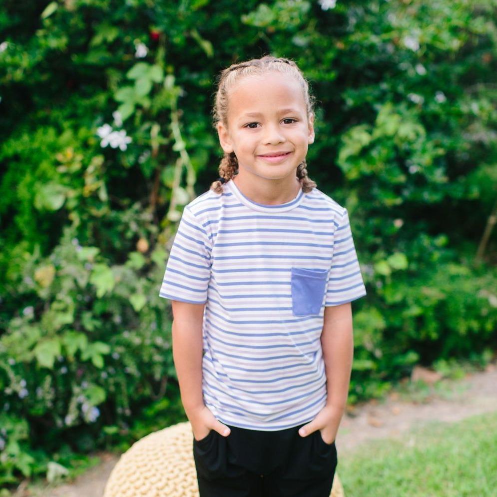 Crew Neck Tee - Purple/Orchid Stripe