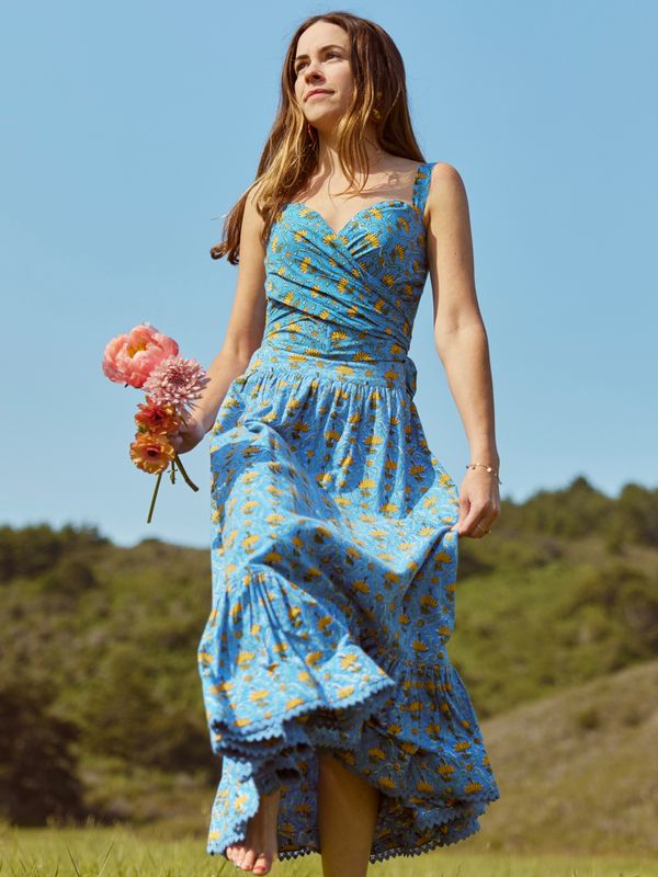 Sandy Flare Hem Skirt - Lapis & Laguna Floral print