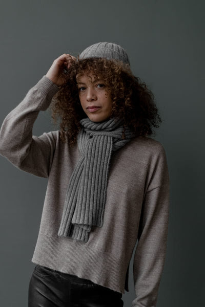 Ribbed Scarf - Grey Heather