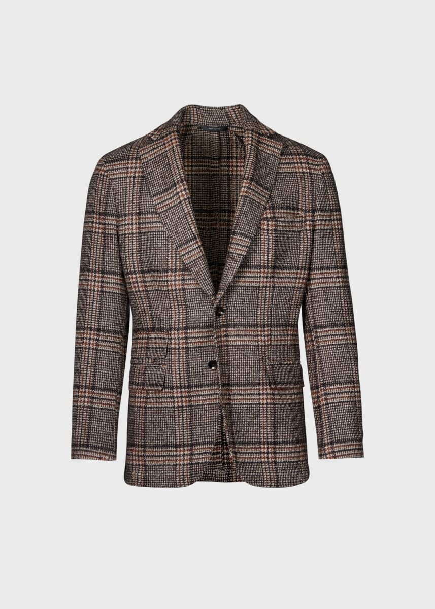 Wool & Alpaca Plaid Jacket - Brown