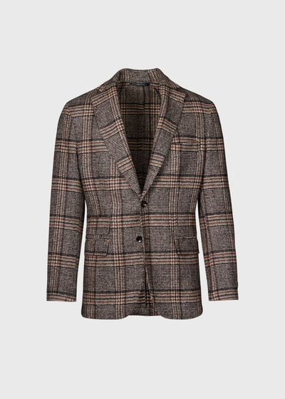 Wool & Alpaca Plaid Jacket - Brown