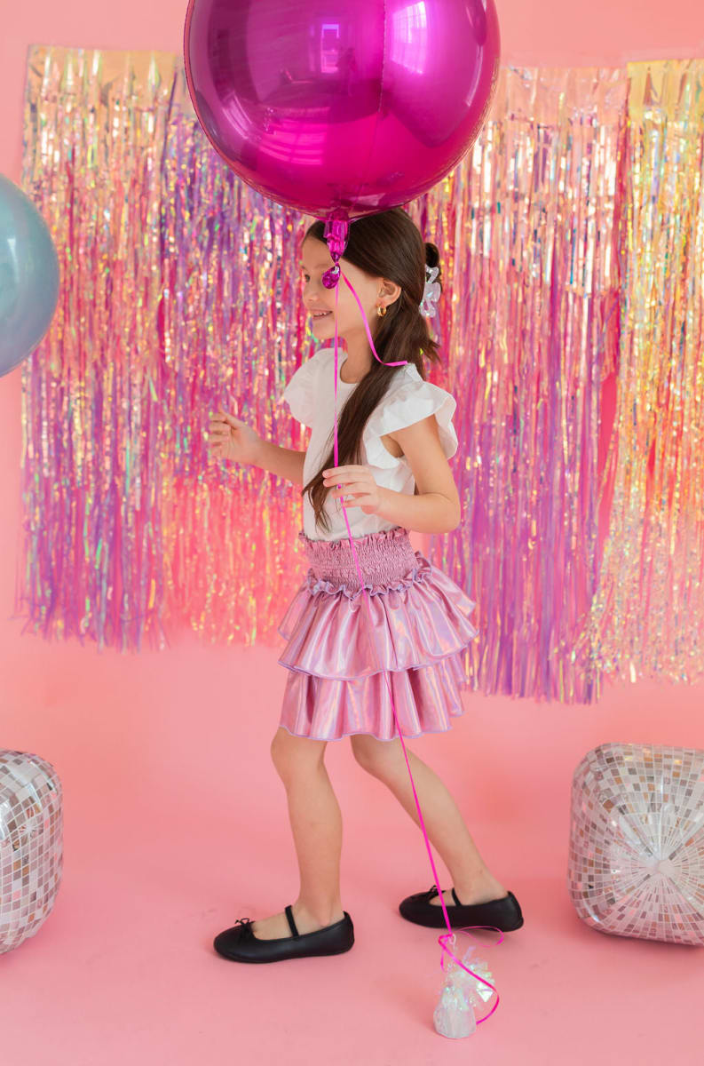 Ruffle Skort - Pink Lamè