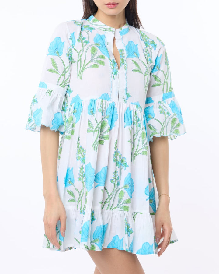 Mykonos Dress - Turquoise/White
