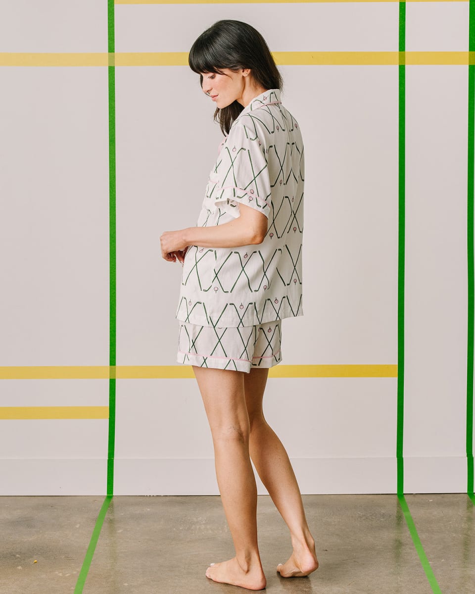Birdie Pajama Shorts Set - Green
