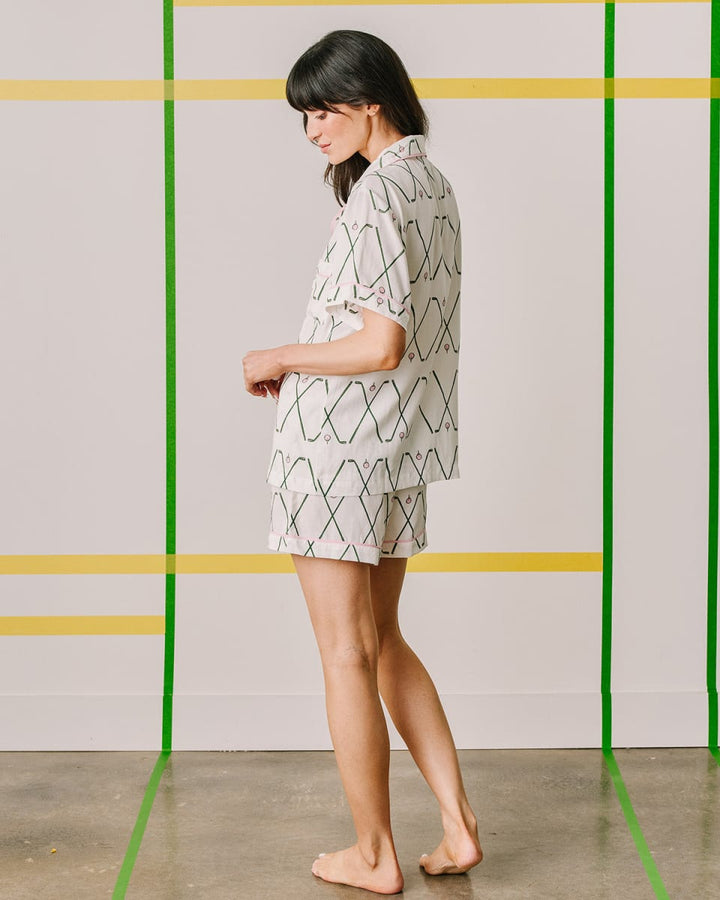 Birdie Pajama Shorts Set - Green