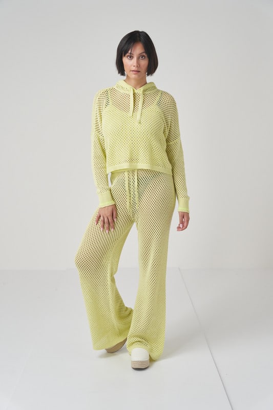 Open Stitch Trouser - Lemon Mousse