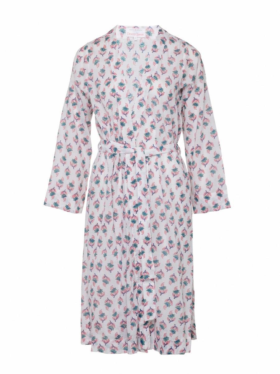 Noor Kimono - Tiny Lotus Pink Teal