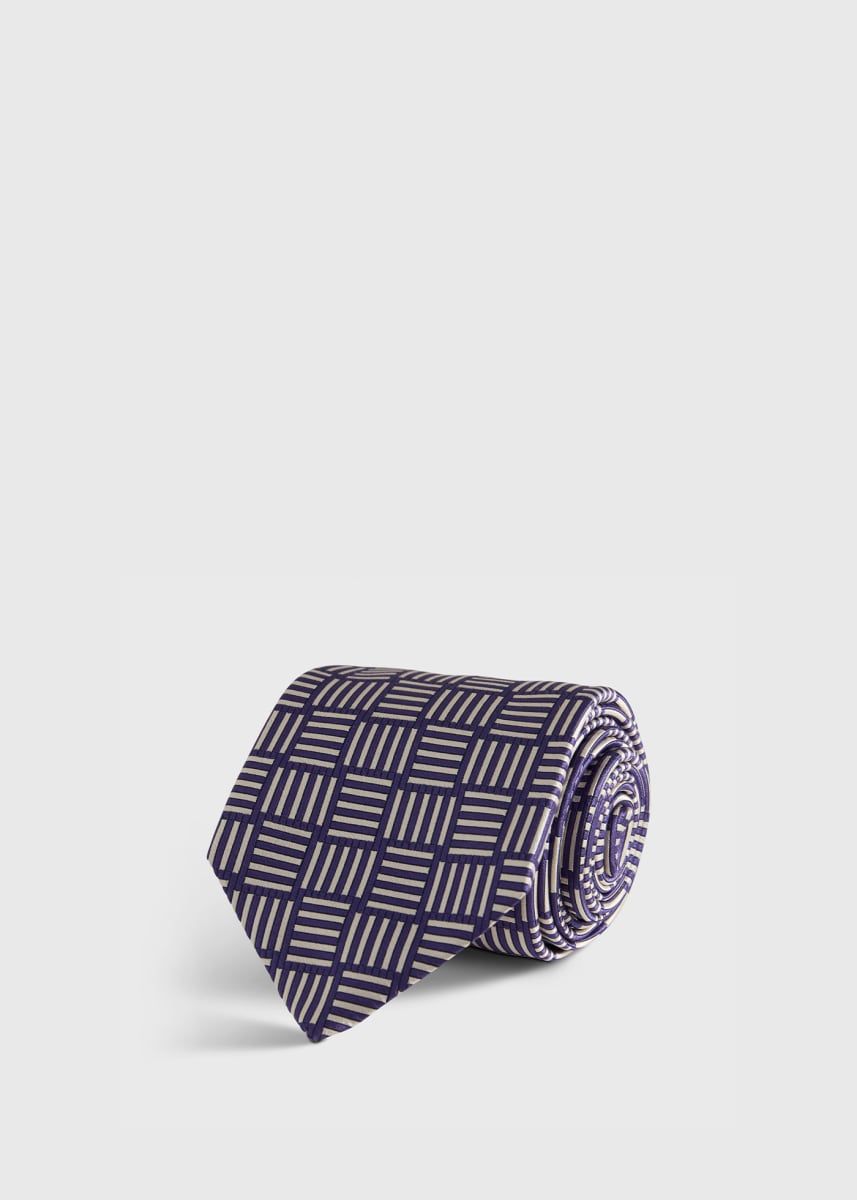 Woven Silk Parquet Tie - Purple
