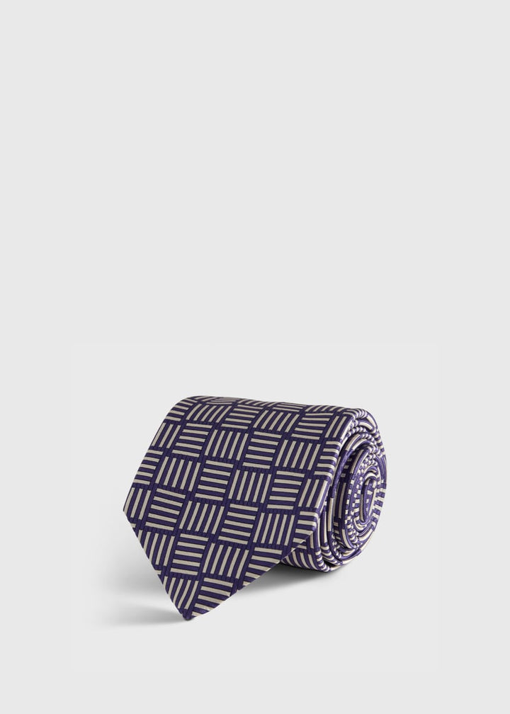 Woven Silk Parquet Tie - Purple